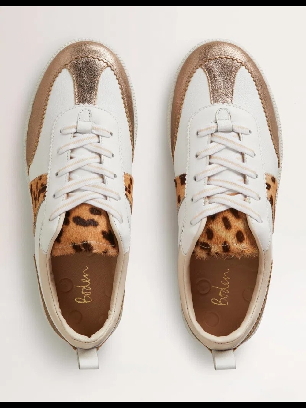 Boden Erin Retro Mixed Media Leather Sneakers
